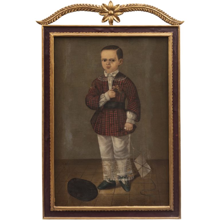 Retrato de niño con papalote, obra de José Maria Estrada (1810-1862)