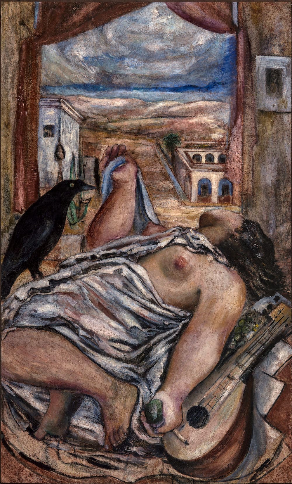 Desnudo femenino con mandolina reverso, obra de Alfonso Michel (1945)