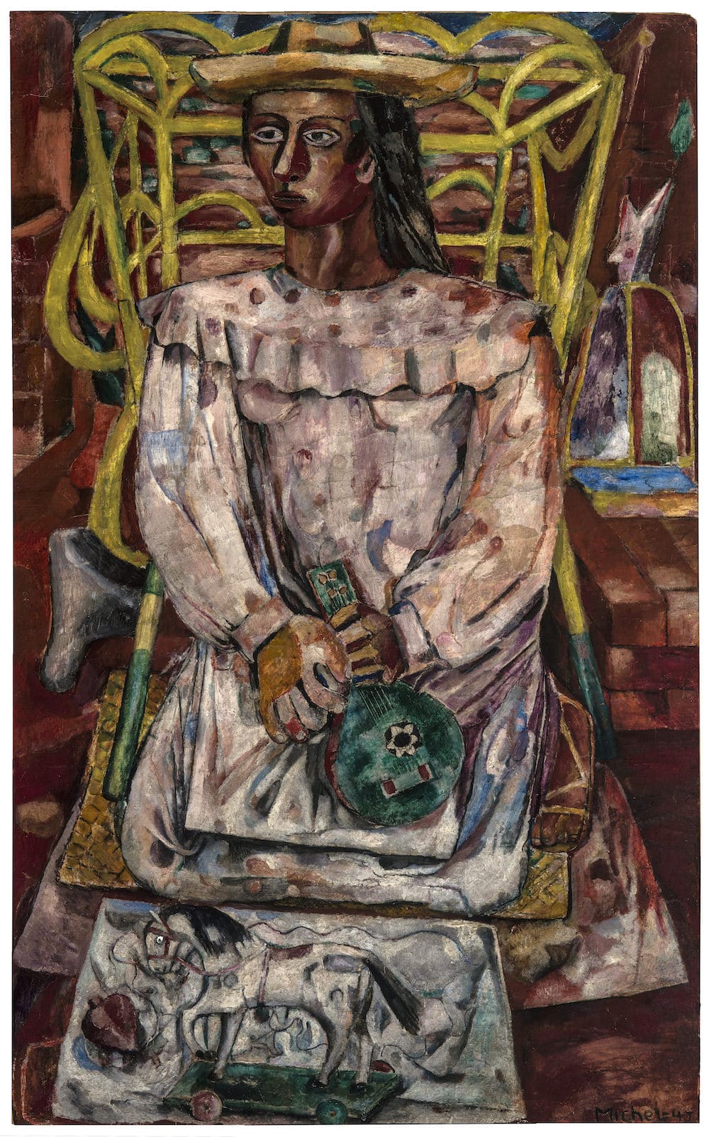 Vendedora de juguetes anverso, obra de Alfonso Michel (1945)