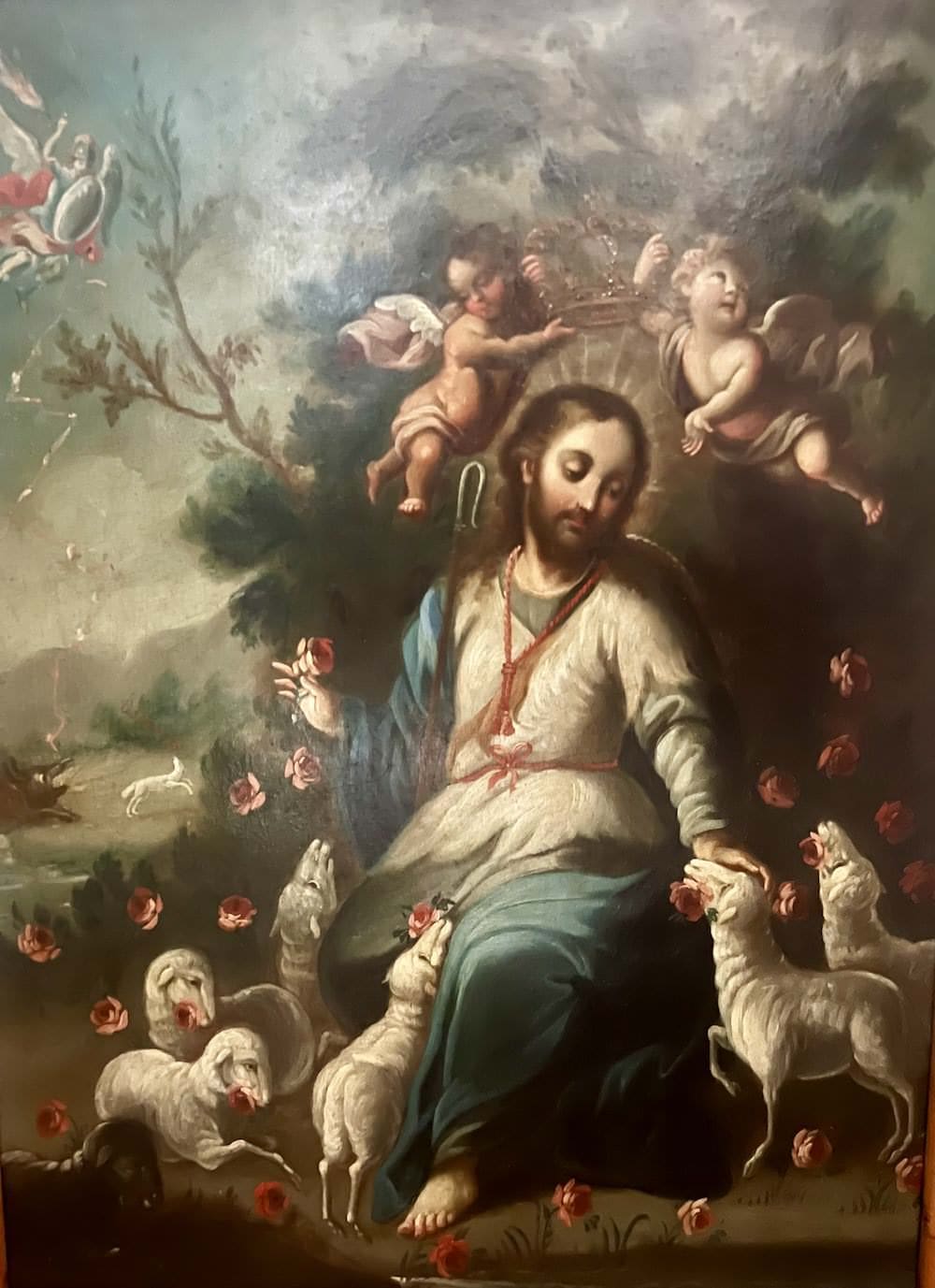 El Divino Pastor, obra de Círculo de José de Páez (Siglo XVIII)