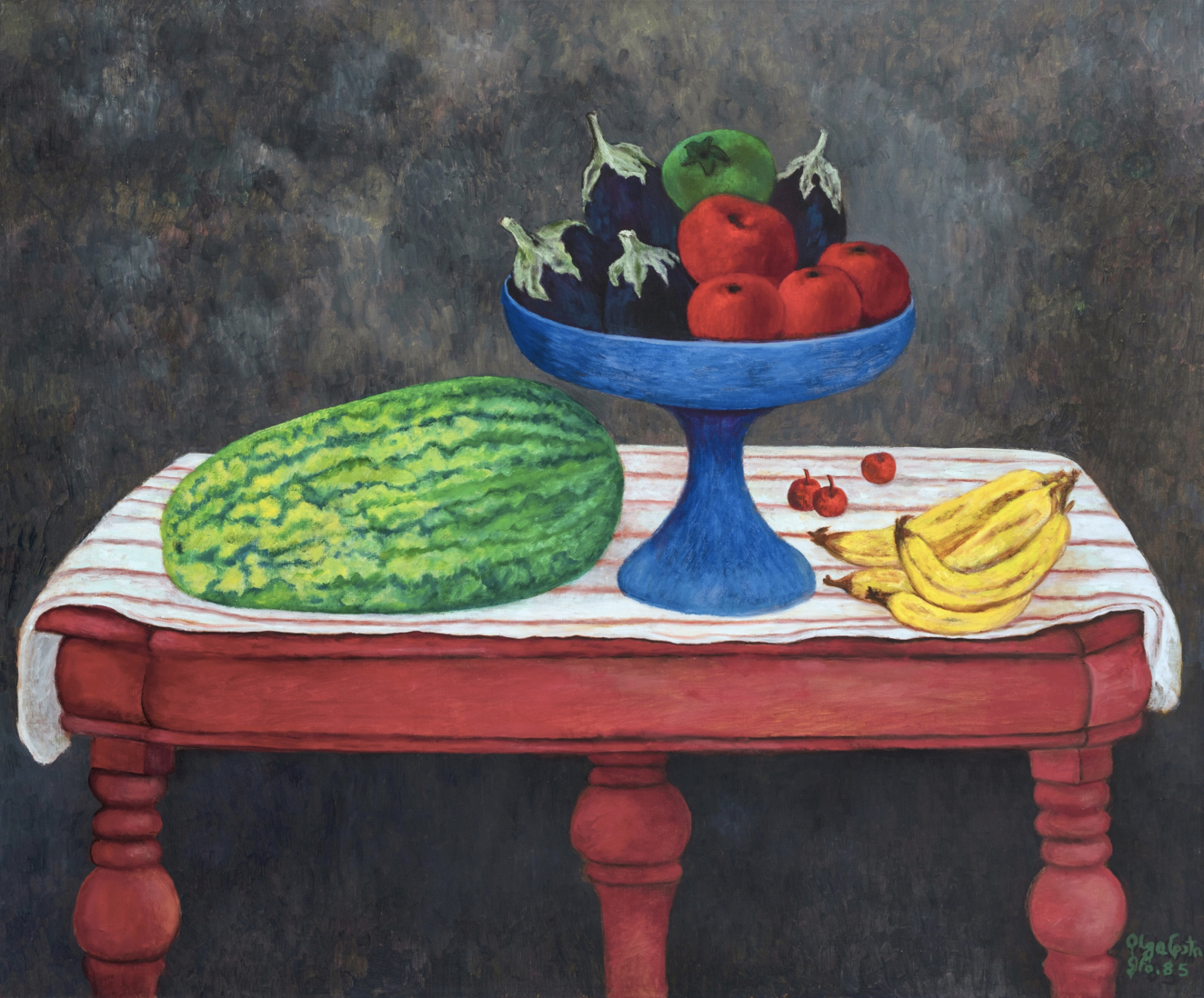 La mesa roja, obra de Olga Costa (1985)