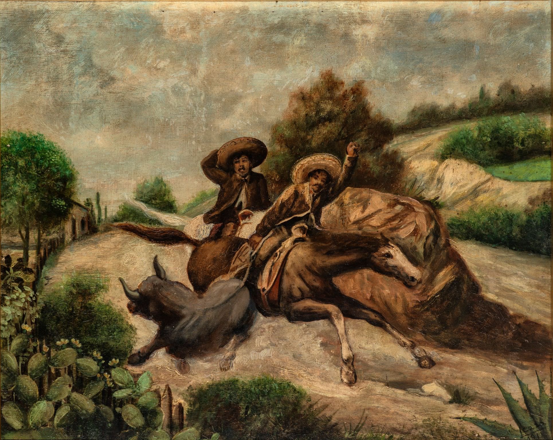 Coleadero de la res, obra de Ernesto Icaza (1911)