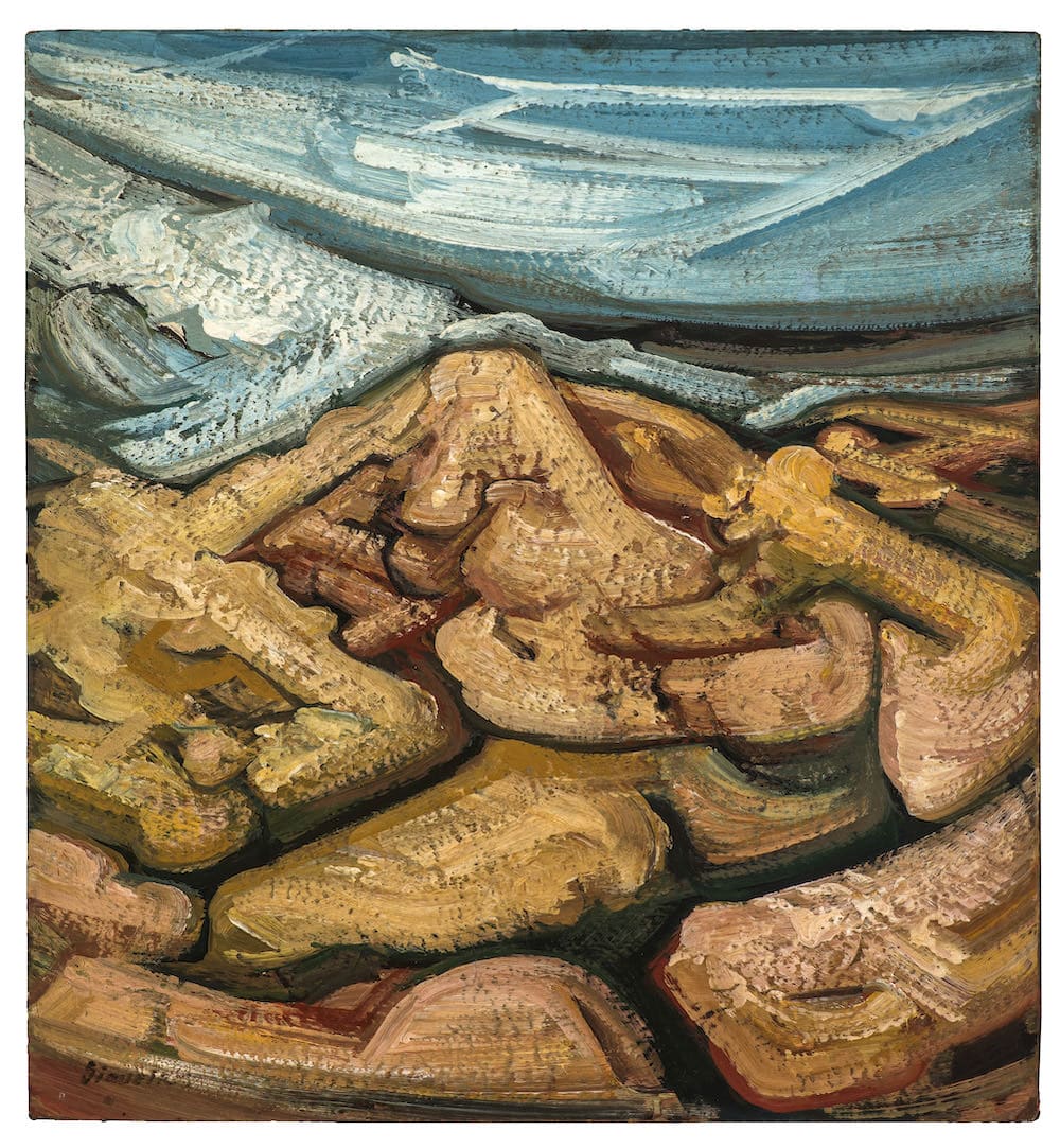 Paisaje rocoso, obra de David Alfaro Siqueiros (S.F.)