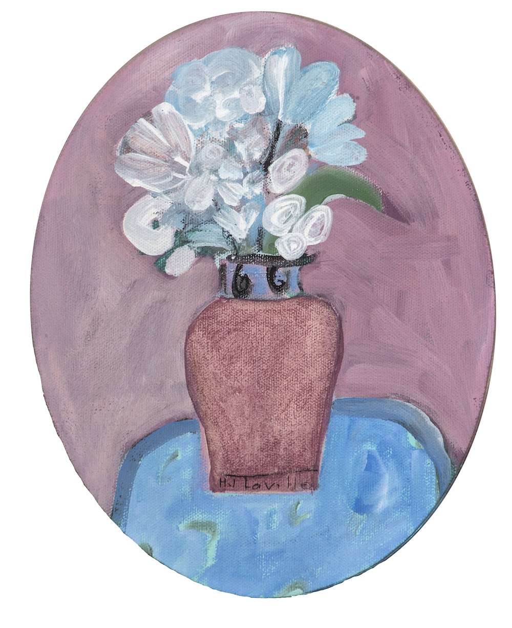 Óvalo con flores, obra de Joy Laville (S.F.)