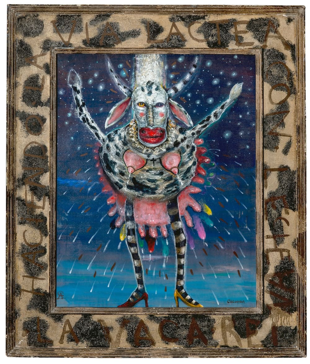 La reina vaca creando la Vía Láctea, obra de Alejandro Colunga (1992)