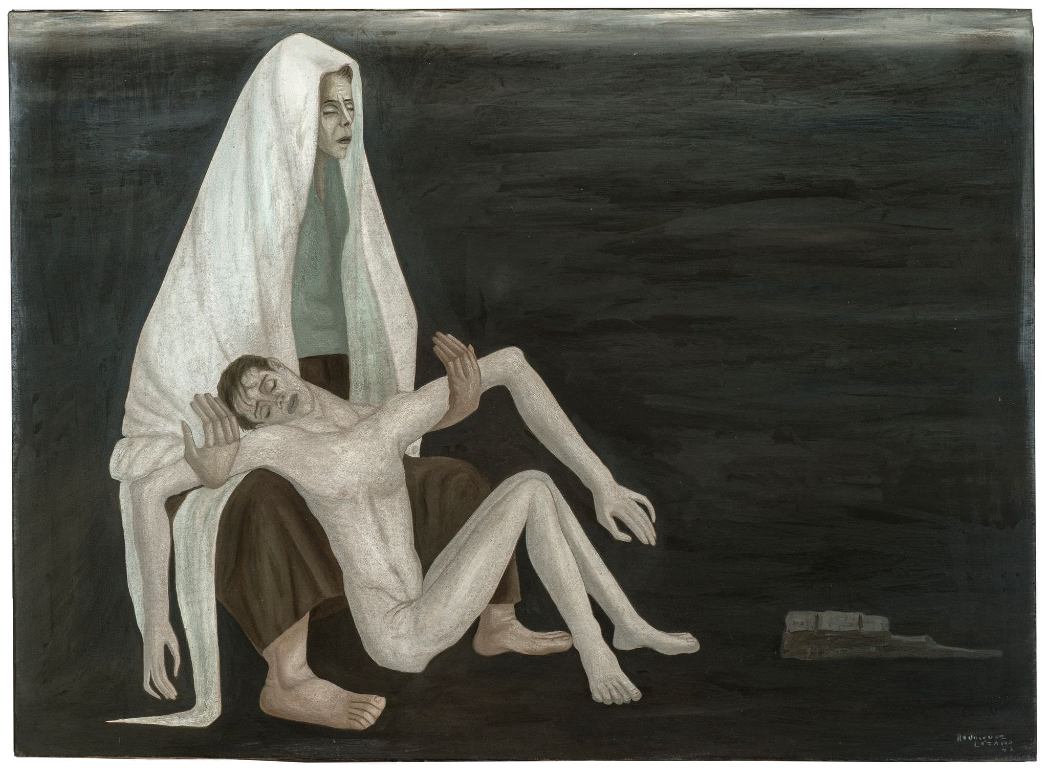 La piedad en el desierto, obra de Manuel Rodríguez Lozano (1949)