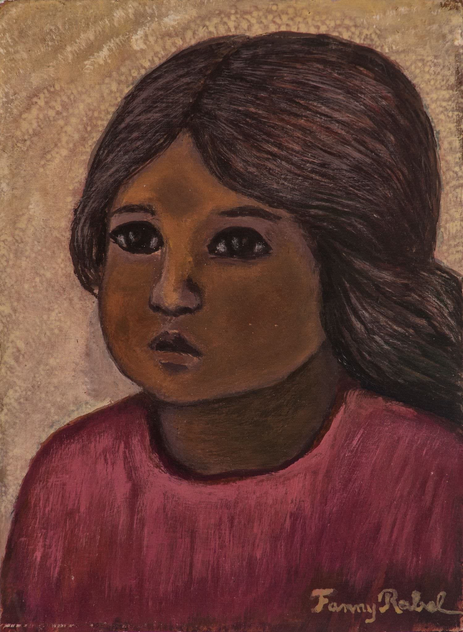 Niña con vestido rojo, obra de Fanny Rabel (2002)