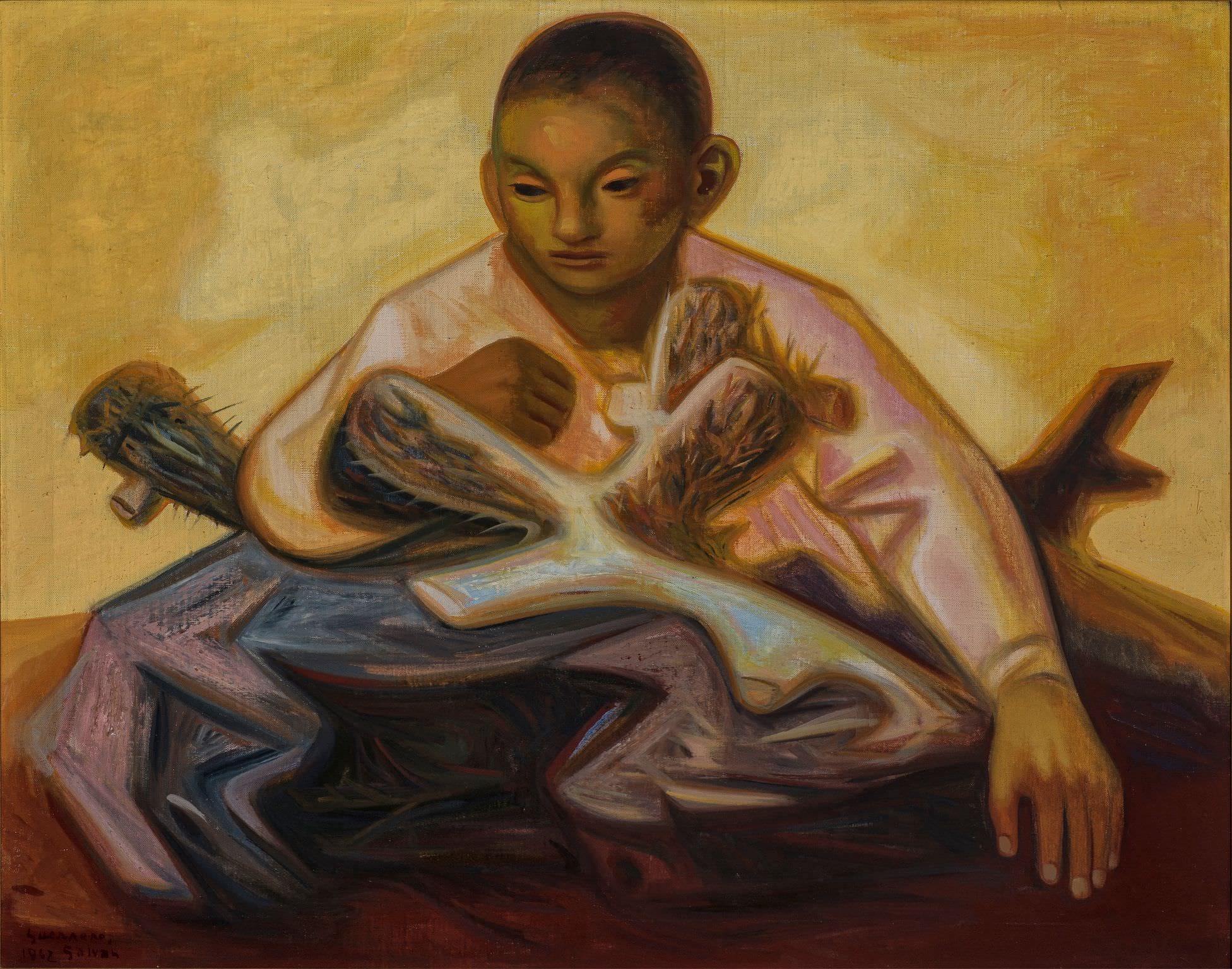 Niño con nopal, obra de Jesús Guerrero Galván (1962)