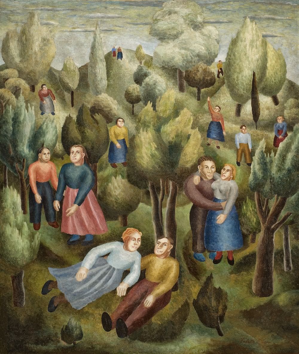 Parejas en el bosque, obra de Valetta Swann (s.f)