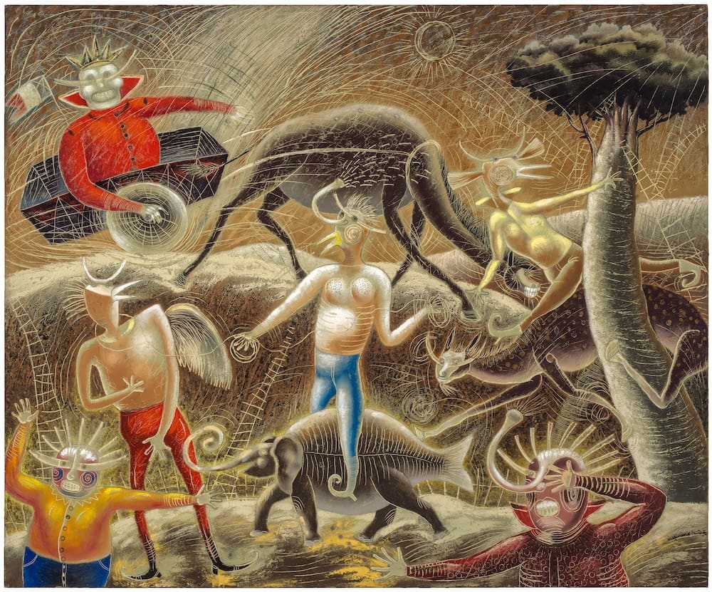 Paseo de bufones, obra de Maximino Javier (s.f)