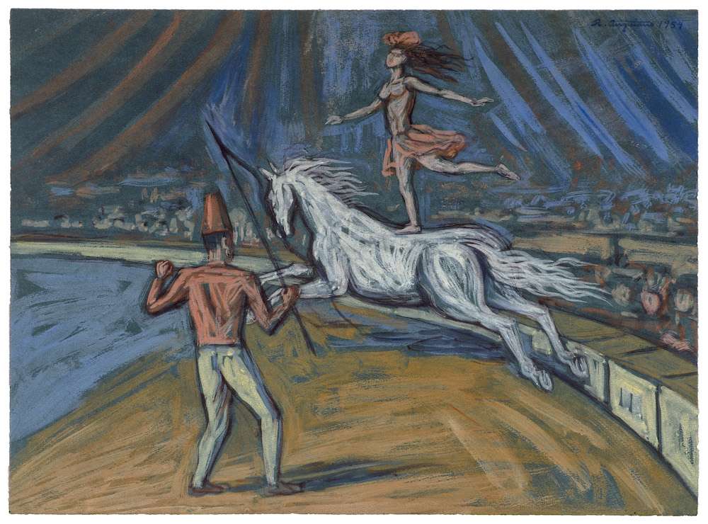 Cirqueros, obra de Raúl Anguiano (S.F.)